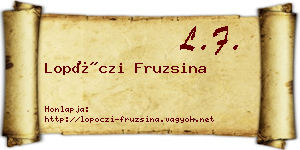 Lopóczi Fruzsina névjegykártya